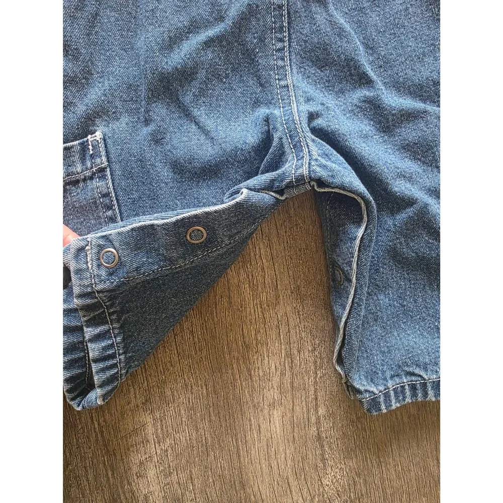 Vintage Sesame Street Baby Denim Overalls Medium Wash Big Bird 3-6 Months